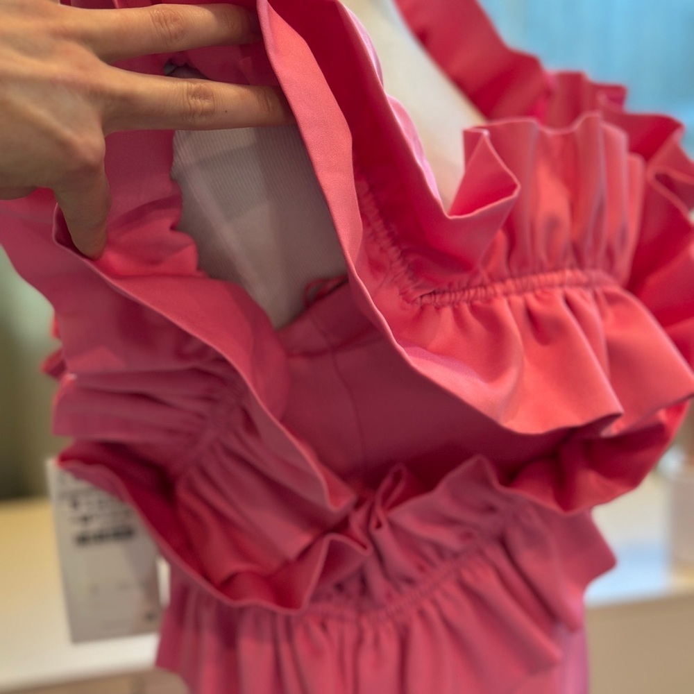 Zara Pink Ruffle Mini Dress - Picture 5 of 9